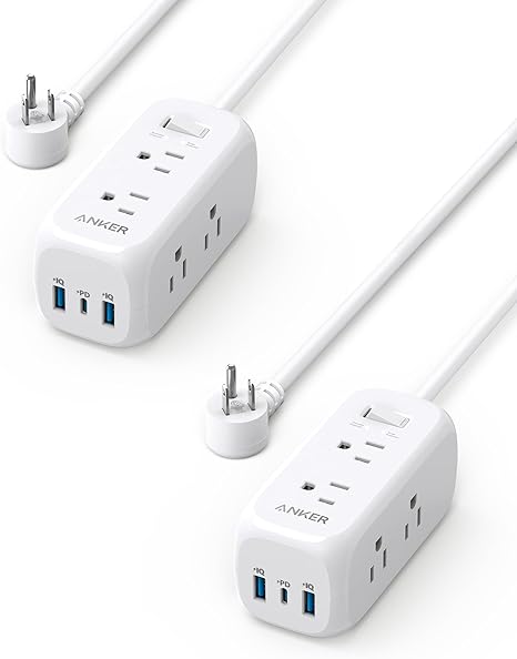 2 Pack Anker USB C Power Strip Surge Protector(300J)